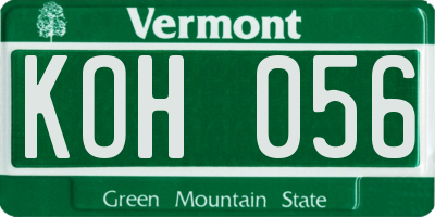VT license plate KOH056