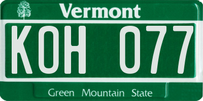 VT license plate KOH077