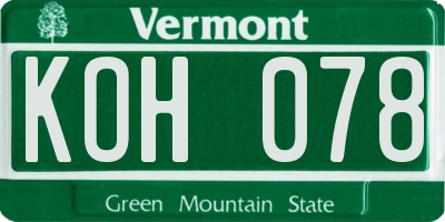 VT license plate KOH078
