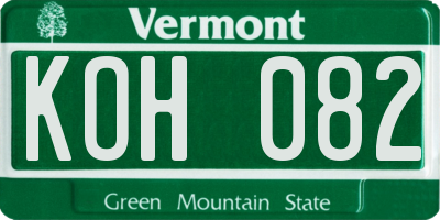 VT license plate KOH082
