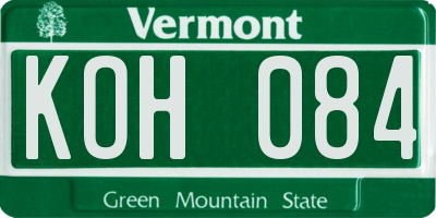 VT license plate KOH084
