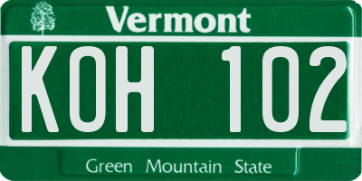 VT license plate KOH102