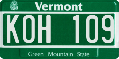 VT license plate KOH109