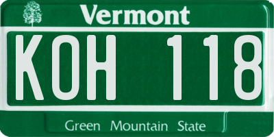 VT license plate KOH118