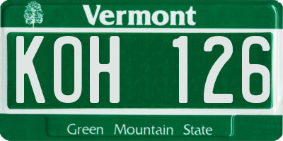 VT license plate KOH126