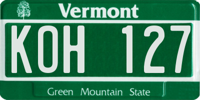VT license plate KOH127
