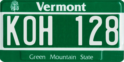 VT license plate KOH128
