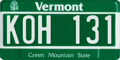 VT license plate KOH131