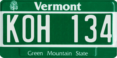 VT license plate KOH134