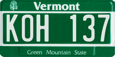VT license plate KOH137