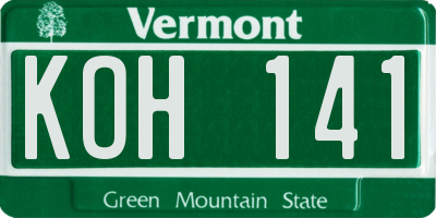 VT license plate KOH141