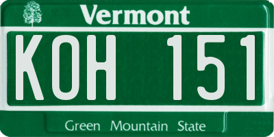 VT license plate KOH151