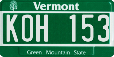VT license plate KOH153
