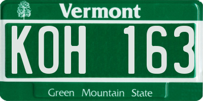 VT license plate KOH163