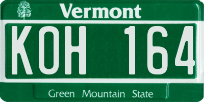 VT license plate KOH164