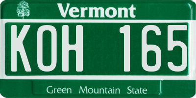 VT license plate KOH165