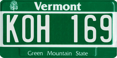 VT license plate KOH169