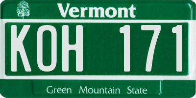 VT license plate KOH171