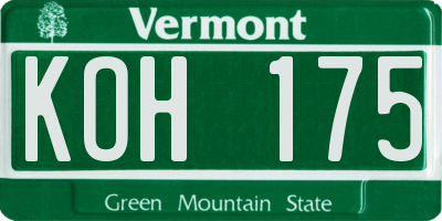 VT license plate KOH175
