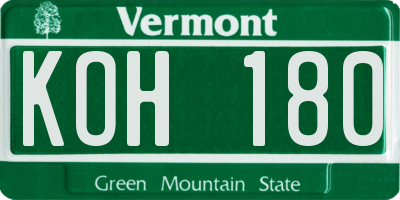 VT license plate KOH180