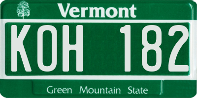 VT license plate KOH182