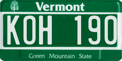 VT license plate KOH190