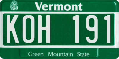 VT license plate KOH191