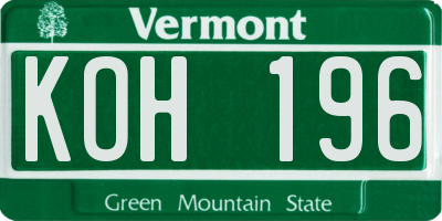 VT license plate KOH196