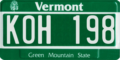 VT license plate KOH198