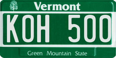 VT license plate KOH500