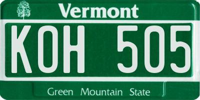 VT license plate KOH505