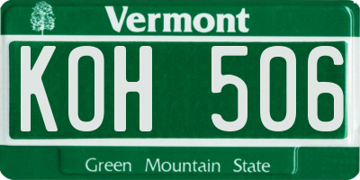 VT license plate KOH506