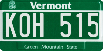 VT license plate KOH515
