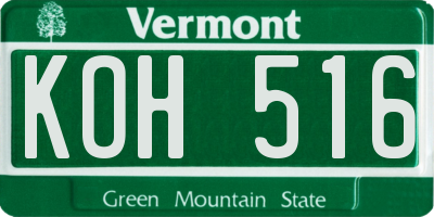 VT license plate KOH516
