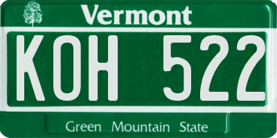 VT license plate KOH522