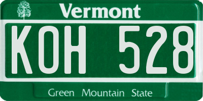 VT license plate KOH528