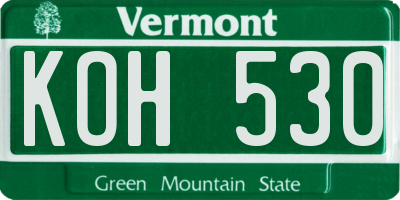 VT license plate KOH530