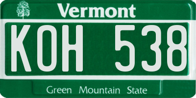 VT license plate KOH538