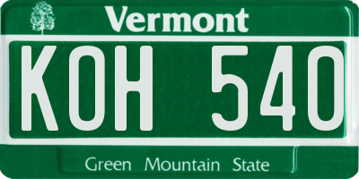 VT license plate KOH540