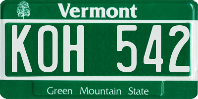 VT license plate KOH542