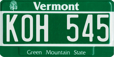 VT license plate KOH545