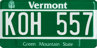 VT license plate KOH557