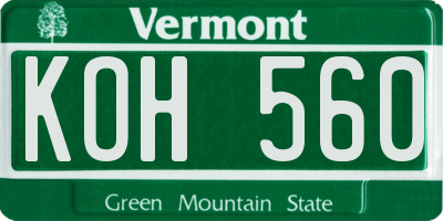 VT license plate KOH560