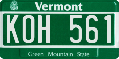 VT license plate KOH561