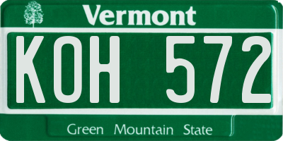 VT license plate KOH572