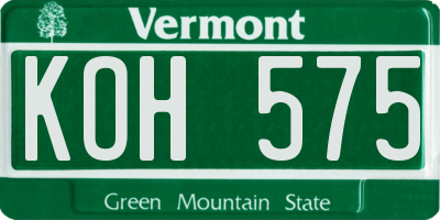 VT license plate KOH575