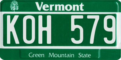 VT license plate KOH579