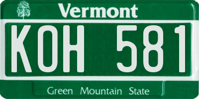 VT license plate KOH581