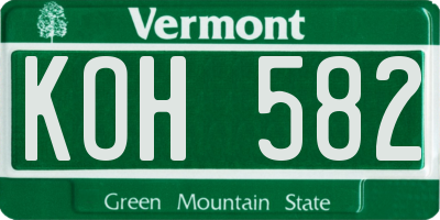 VT license plate KOH582