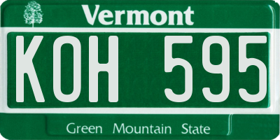 VT license plate KOH595